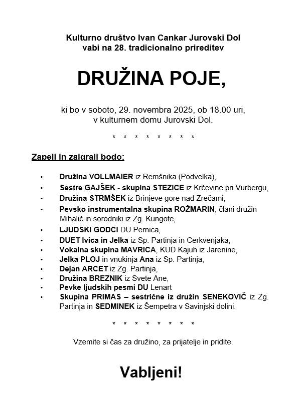 Družina poje Jurovski DOl