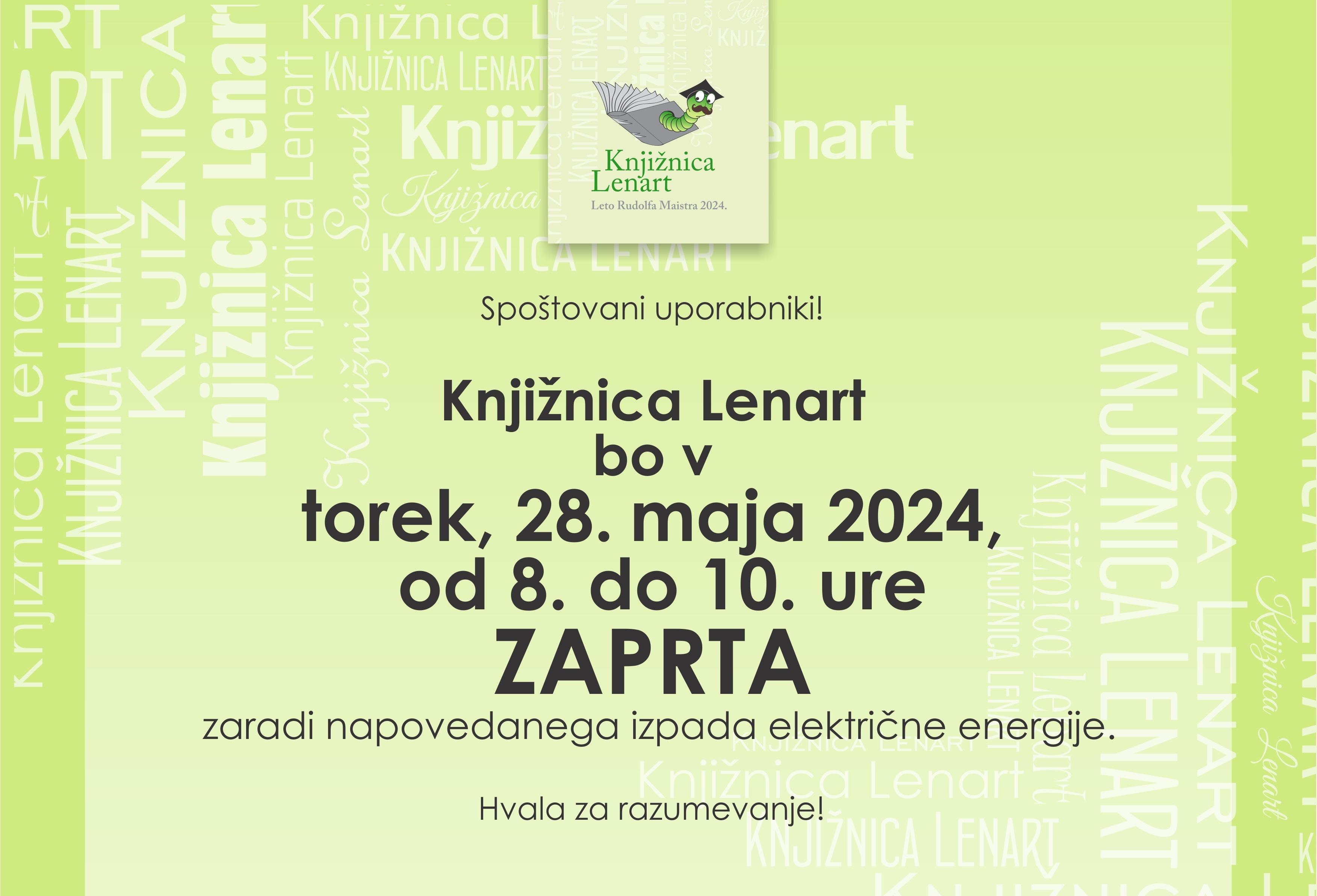 OBVESTILO izpad električne energije