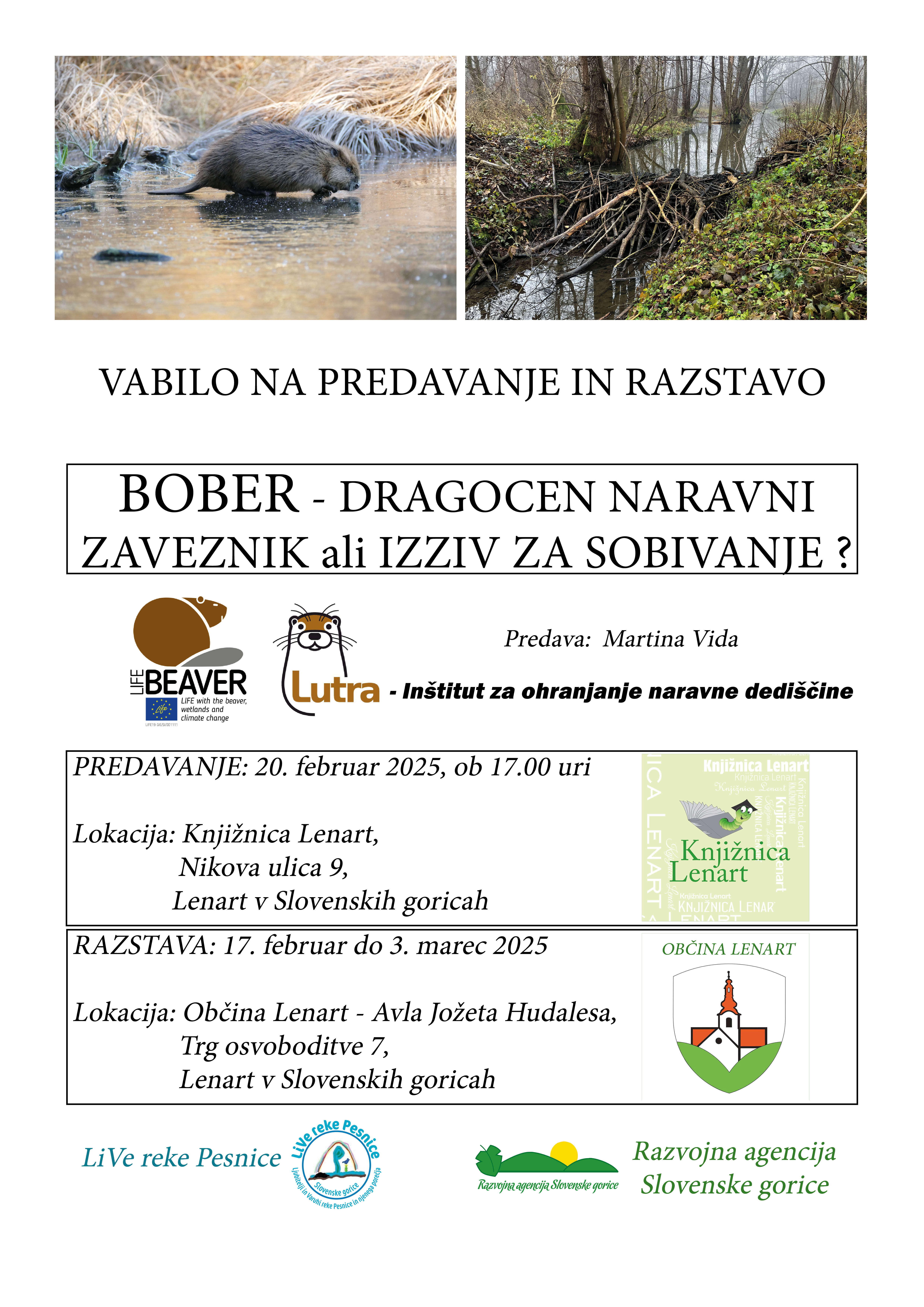 Predavanje Lutra v Lenartu A4 format vabilo za tisk ali spletno objavo JPG