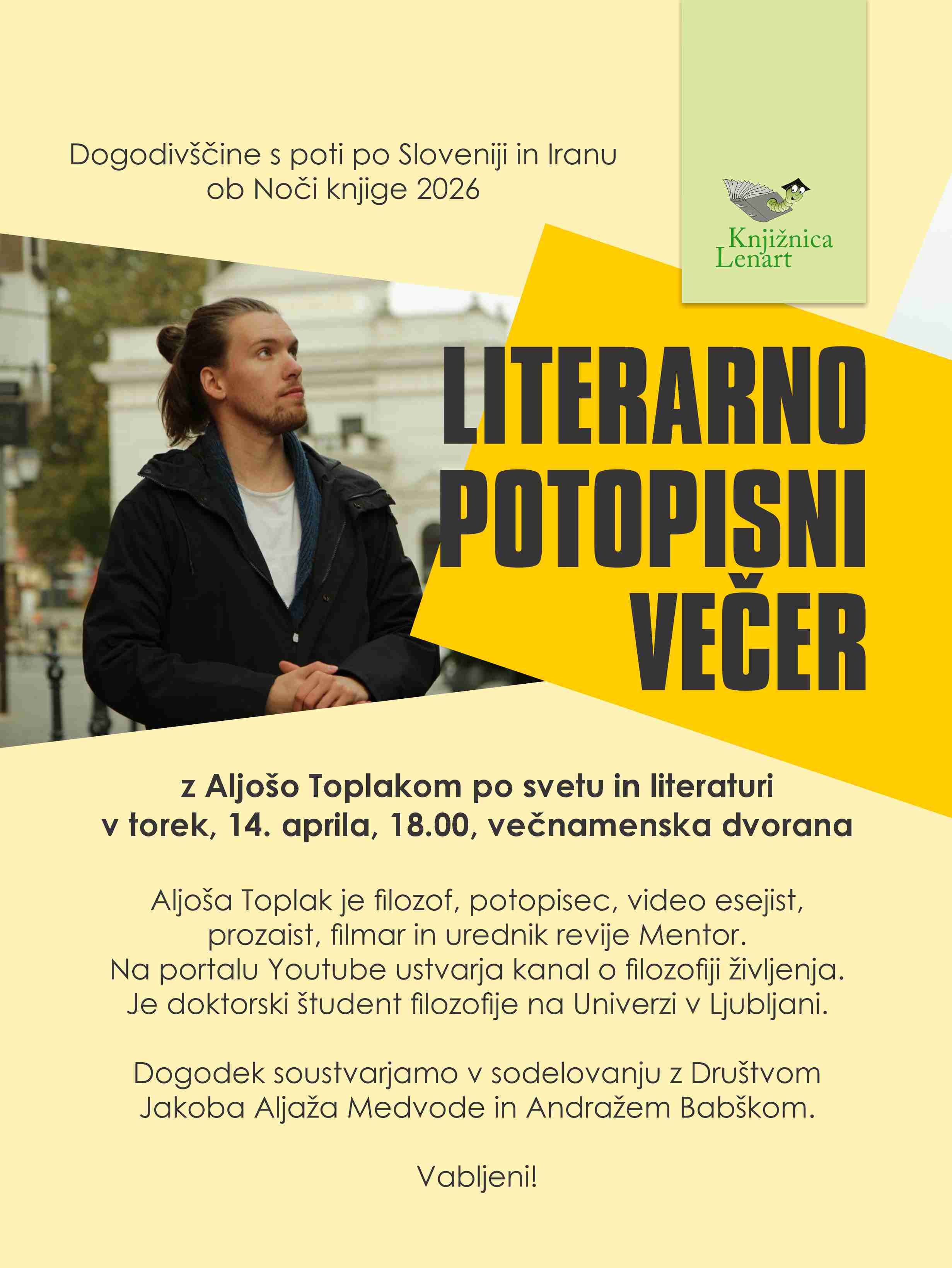 Noč knjige 26 LITERARNI VEČER ALJOŠA TOPLAK